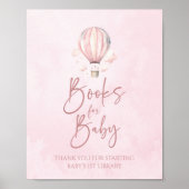 Hot Air Balloon Baby Shower Books For Baby Sign ポスター (正面)