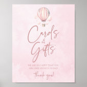Hot Air Balloon Baby Shower Cards and Gifts Sign ポスター (正面)
