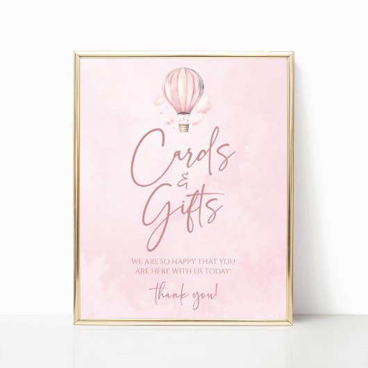 Hot Air Balloon Baby Shower Cards and Gifts Sign ポスター