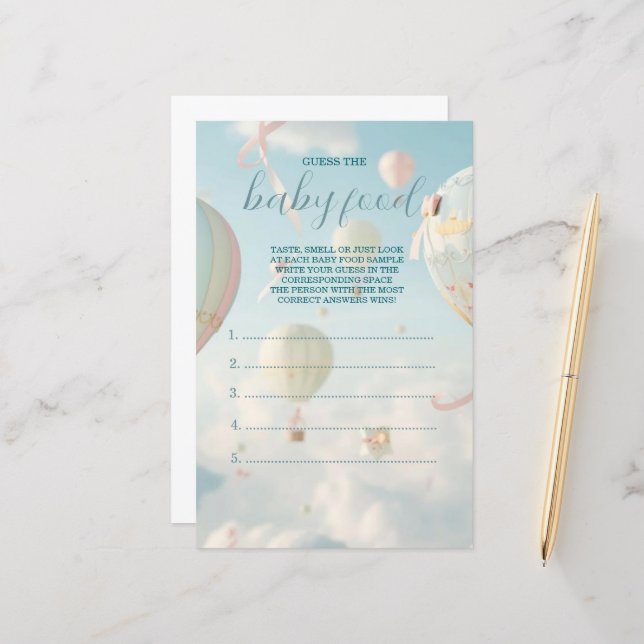 Hot air balloon baby shower game (正面/裏面インサイチュ)