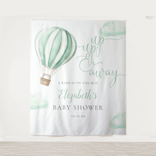 Hot Air Balloon Baby Shower Photo Backdrop タペストリー (正面)