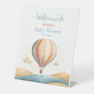 Hot Air Balloon Baby Shower Welcome 台座サイン