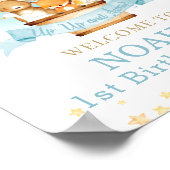 Hot Air Balloon Birthday Cute Animals Welcome ポスター (角)