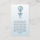 Hot Air Balloon Boy Baby Shower Books for Baby エンクロージャーカード (裏面)