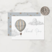 Hot Air Balloon Boy Baby Shower Thank You ノートカード (正面/裏面インサイチュ)