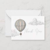 Hot Air Balloon Boy Baby Shower Thank You ノートカード (正面)
