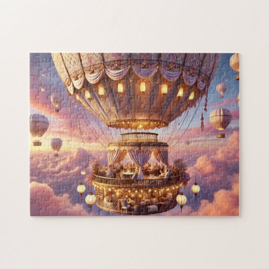 Hot Air Balloon Cafe Whimsical Sky Restaurant ジグソーパズル (横)