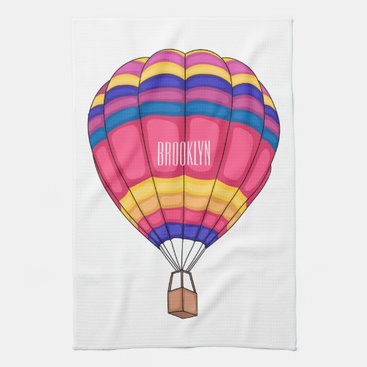 Hot air balloon cartoon illustration  キッチンタオル (縦)