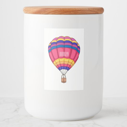 Hot air balloon cartoon illustration フードラベル (正面)