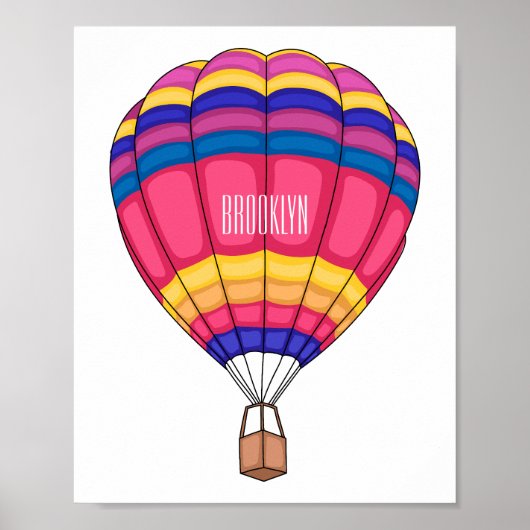 Hot air balloon cartoon illustration ポスター (正面)