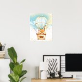 Hot Air Balloon Cute Baby Animals Nursery Wall Art ポスター (ホームオフィス)