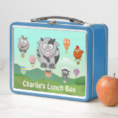 Hot Air Balloon Farm Animals Personalised メタルランチボックス (インサイチュ)