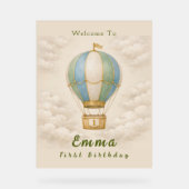 Hot Air Balloon First Birthday Acrylic Sign アクリルサイン (正面)