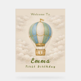 Hot Air Balloon First Birthday Acrylic Sign アクリルサイン