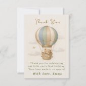Hot Air Balloon First Birthday Thank You Card サンキューカード (正面)