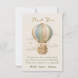 Hot Air Balloon First Birthday Thank You Card サンキューカード