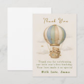 Hot Air Balloon First Birthday Thank You Card サンキューカード (正面/裏面)