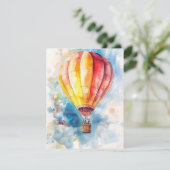 Hot Air Balloon In Watercolors シーズンカード (スタンド正面)