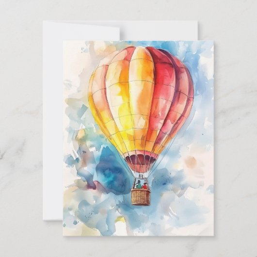 Hot Air Balloon In Watercolors シーズンカード (正面)