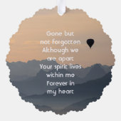 Hot Air Balloon  Memorial Keepsake  オーナメントカード (裏面)