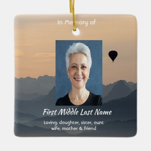 Hot Air Balloon  Memorial Keepsake  セラミックオーナメント (正面)