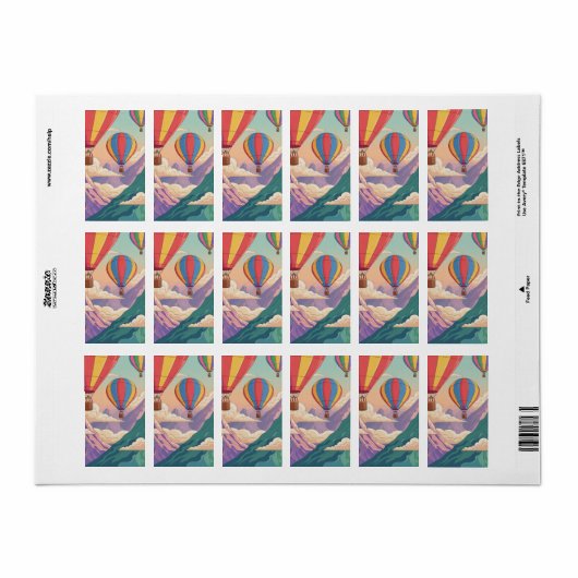 Hot air balloon mountain adventure ラベル (フルシート)