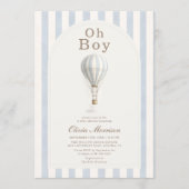 Hot Air Balloon Oh Boy Baby Shower 招待状 (正面)