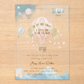 Hot Air Balloon Pastel Baby Shower Invitation アクリル招待状 (正面)