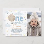 Hot Air Balloon Photo Mr. Onederful 1st Birthday 招待状 (正面)