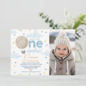 Hot Air Balloon Photo Mr. Onederful 1st Birthday 招待状 (スタンド正面)