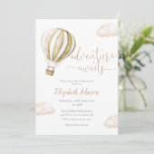 Hot Air Balloon QR Code Photo Baby Shower 招待状 (スタンド正面)