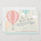 Hot Air Balloon Up & Away Baby Shower 招待状 (正面)