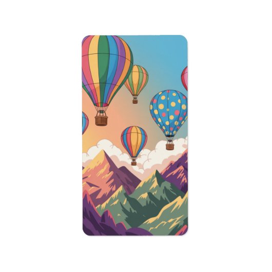Hot air balloons over mountains Puzzle ラベル (正面)