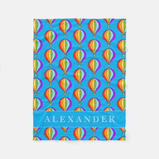 Hot air balloons pattern fleece blanket for kids フリースブランケット (正面)