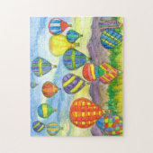 Hot Air Balloons Race Desert Mountains Sunrise ジグソーパズル (縦)