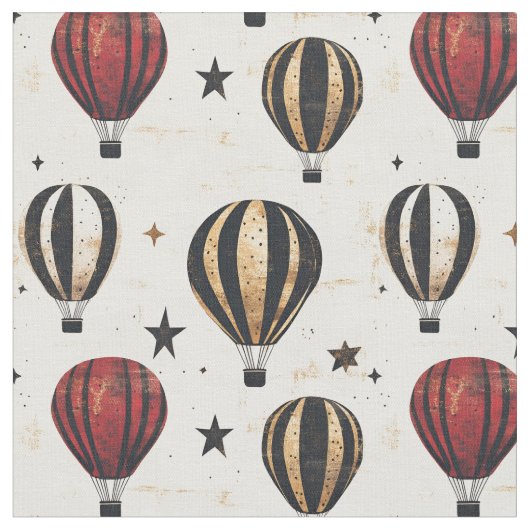 Hot Air Balloons & Stars ファブリック (クローズアップ)