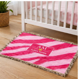 Hot Baby Pink Faux Fur Zebra Stripe Soft Glam スローブランケット
