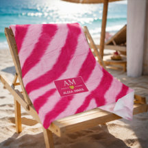 Hot Baby Pink Faux Fur Zebra Stripe  Soft Glam 
