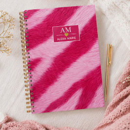 Hot Baby Pink Faux Fur Zebra Stripe Soft Glam プランナー手帳