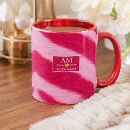 Hot Baby Pink Faux Fur Zebra Stripe Soft Glam マグカップ