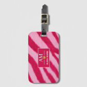 Hot Baby Pink Faux Fur Zebra Stripe Soft Glam ラゲッジタグ (正面縦)
