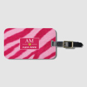 Hot Baby Pink Faux Fur Zebra Stripe Soft Glam ラゲッジタグ (正面横)