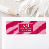 Hot Baby Pink Faux Fur Zebra Stripe Soft Glam ラベル (インサイチュ)