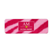 Hot Baby Pink Faux Fur Zebra Stripe Soft Glam ラベル (正面)