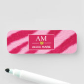 Hot Baby Pink Faux Fur Zebra Stripe Soft Glam 名札 (インサイチュ)
