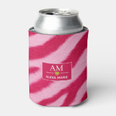 Hot Baby Pink Faux Fur Zebra Stripe Soft Glam 缶クーラー (缶正面)