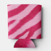 Hot Baby Pink Faux Fur Zebra Stripe Soft Glam 缶クーラー (裏面)