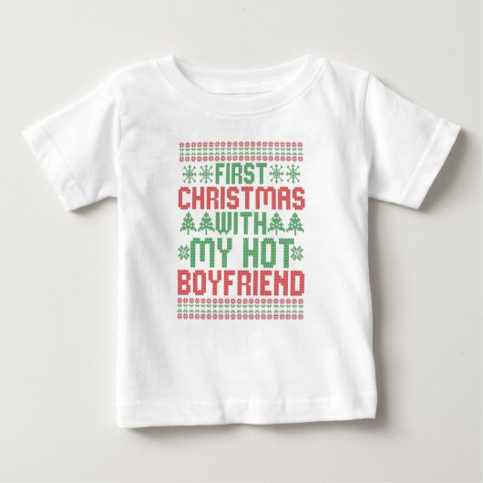 Hot BoyFriendの初めてのクリスマス ベビーTシャツ (正面)