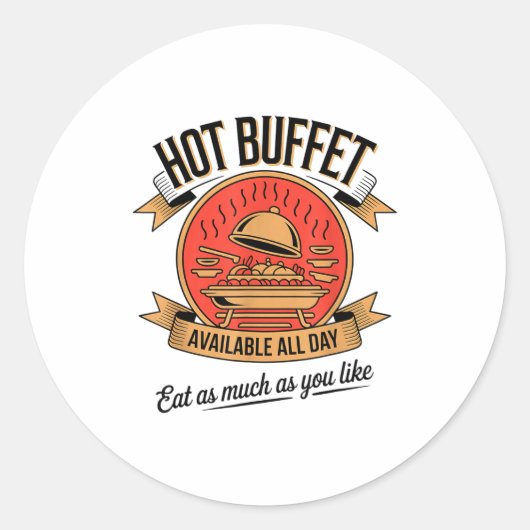Hot Buffet Available All Day Eat As Much As You Li ラウンドシール (正面)