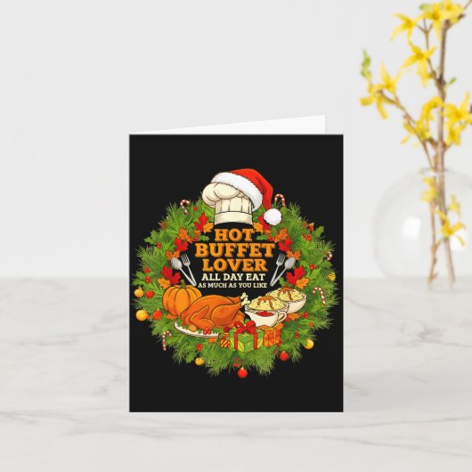 Hot Buffet Available All Day Eat Funny Holiday Foo カード (黄色い花)